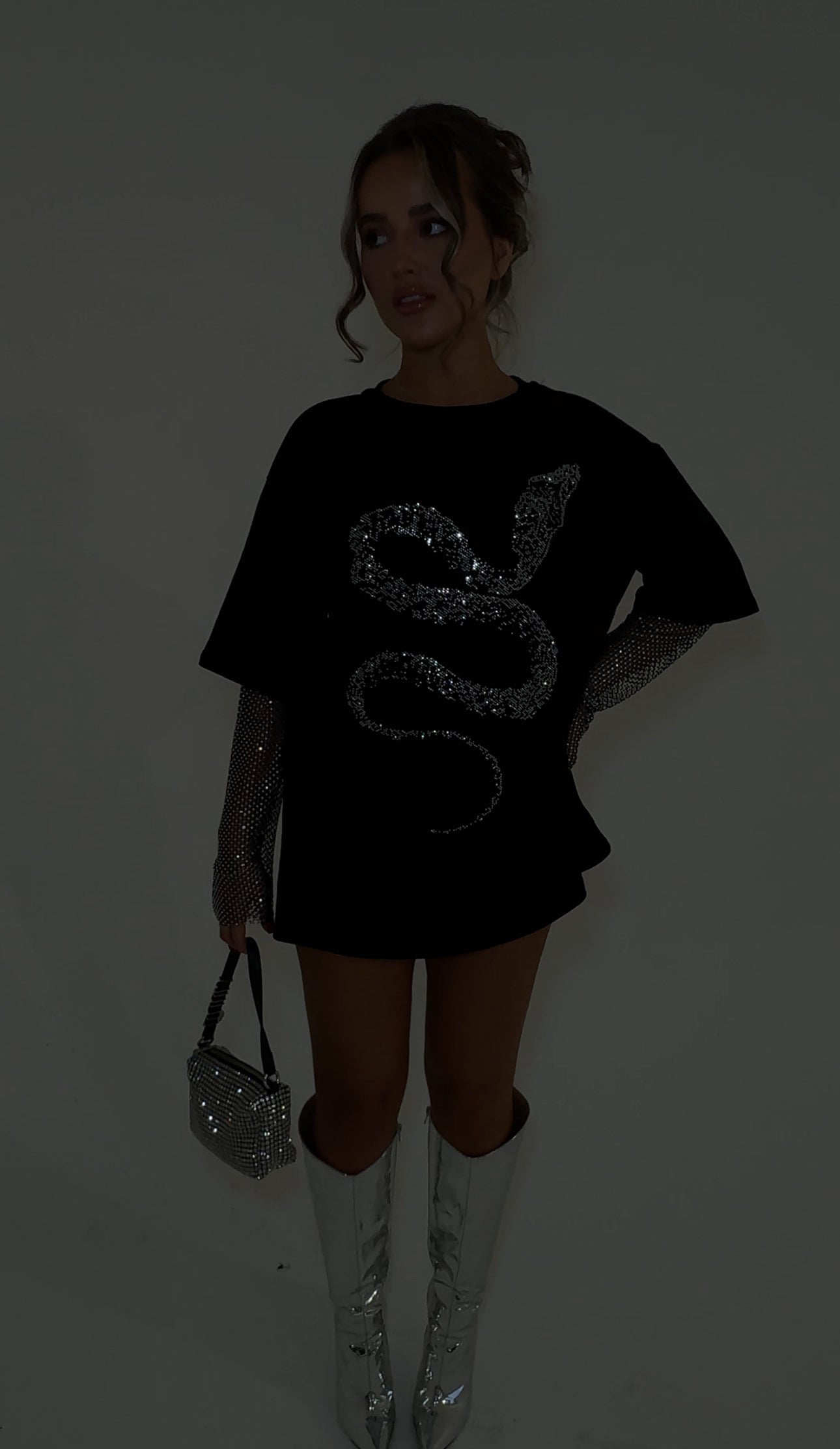 SNAKE Diamanté Oversized Tshirt