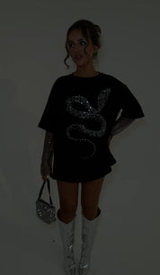 SNAKE Diamanté Oversized Tshirt